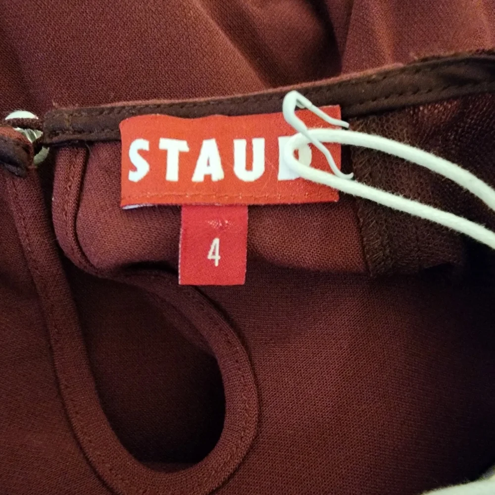 Staud Mesh Long Sleeve Cut-Out Maxi Dress in Maroon Size 4 New With Tags - Picture 7 of 10